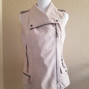 Faux leather moto-vest